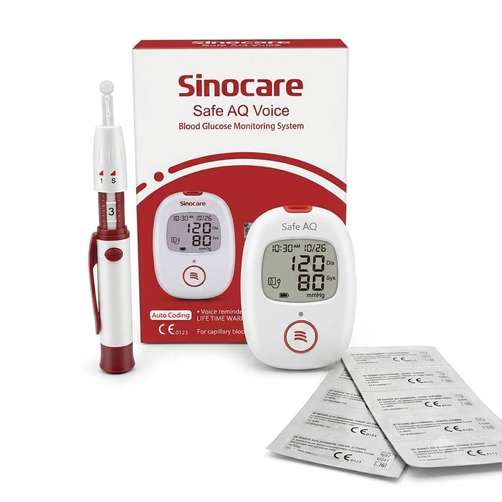 Sinocare Safe AQ Voice Blood Glucose Monitoring System Kit